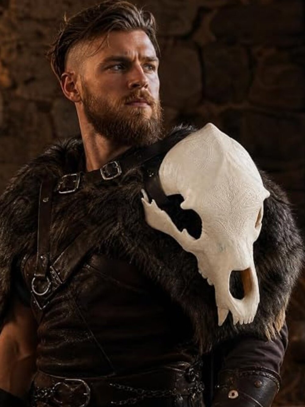 Viking Bear Skull Shoulder Armor Cape